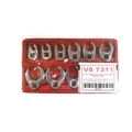 V-8 Tools 3/8" Drive Crowfoot Wrench Set, SAE, Flare Nut, Full Polish 7311